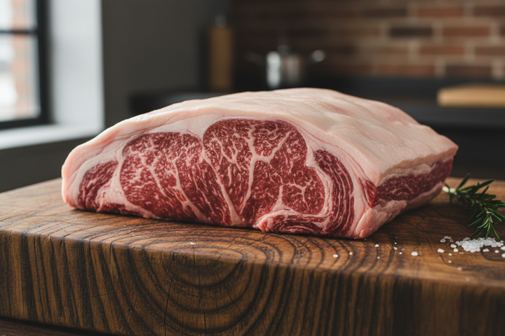 Picanha Roast raw on butcher block